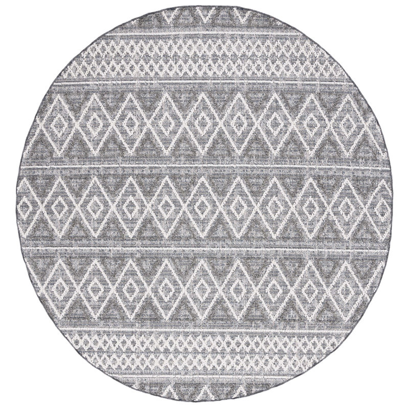 Enno 800 Performance Geometric Indoor/Outdoor Area Rug, Round 6'7"