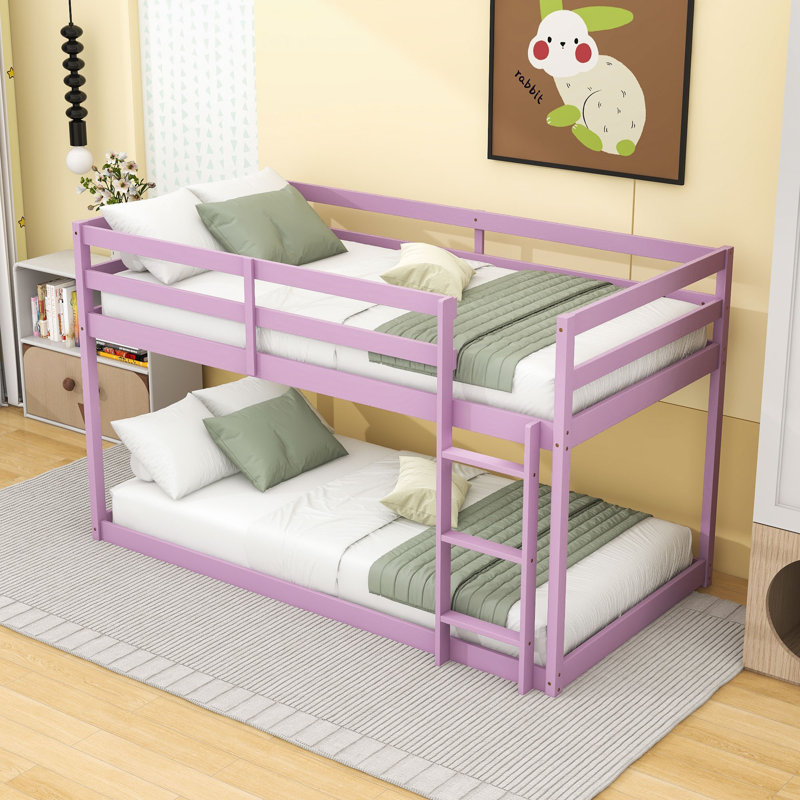 Lit superposé simple en bois avec échelle