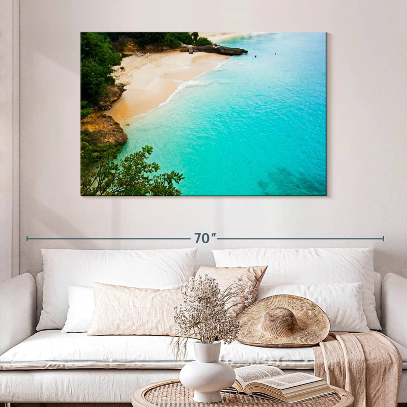 Gillard, plage de sable blanc, Anguilla, H 32 po x l 48 po