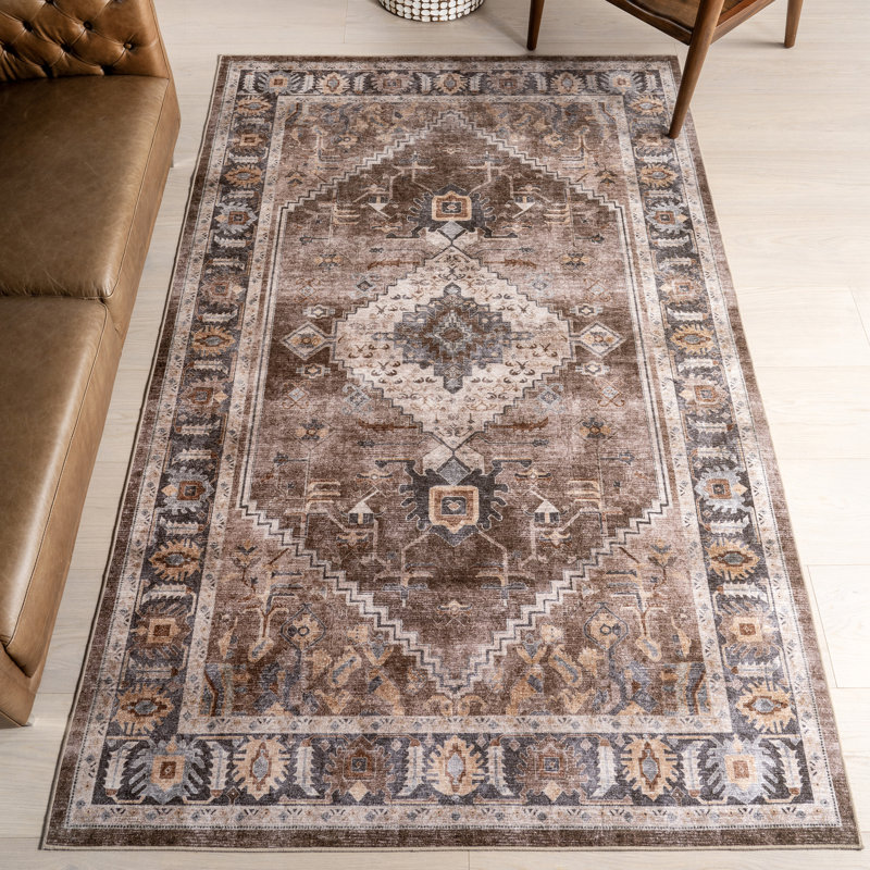 Prudence Medallion Spill Proof Machine Washable Area Rug, Rectangle 5' x 8'