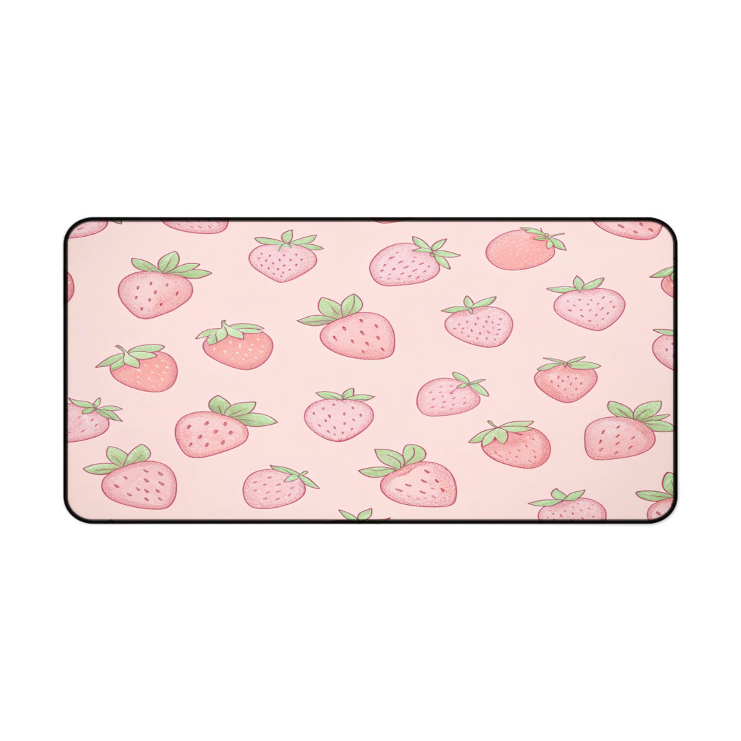 Pink Strawberry Pattern Desk Mat