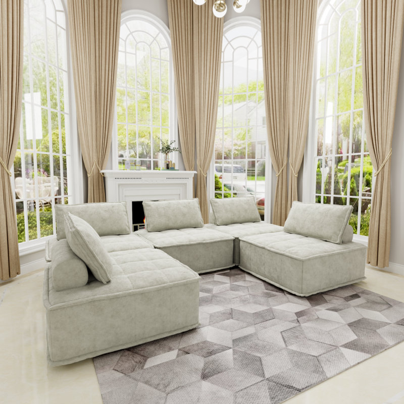 Canapé modulaire en chenille en L Caylynn
