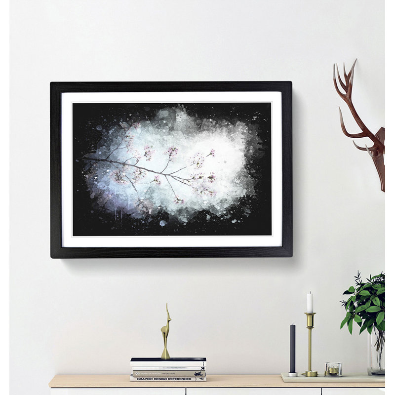 Pink Cherry Blossom Tree in Sunlight - Picture Frame Graphic Art Print, 33cm H x 45cm W x 2cm D, Black Framed