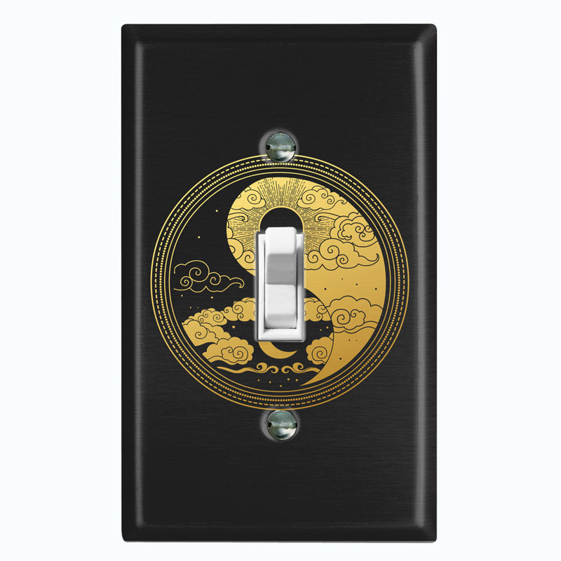 Yin Yang Peace Yellow Sun Black Moon 1 - Gang Toggle Light Switch Standard Wall Plate