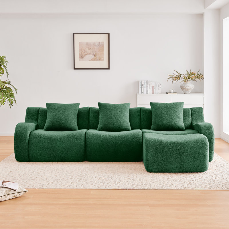 Canapé modulaire en tissu anti-dérapant Teddy, Ours en peluche vert