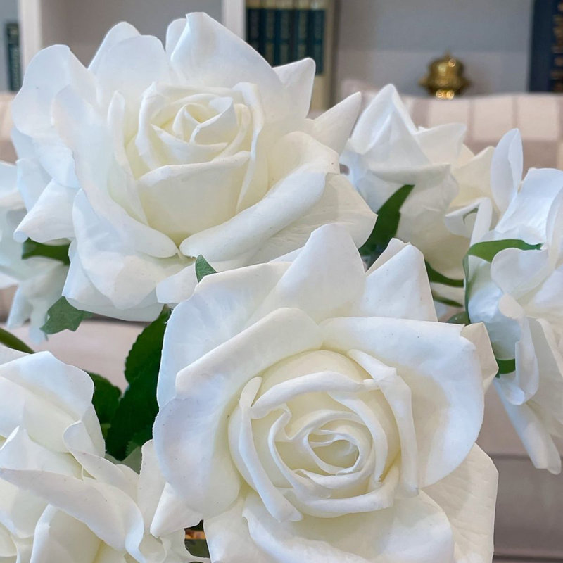 White Tall Rose Real Touch Floral Arrangement