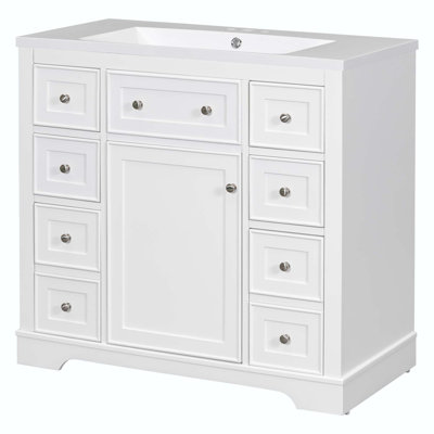 Ensemble de meuble-lavabo avec lavabo et une armoire et six tiroirs