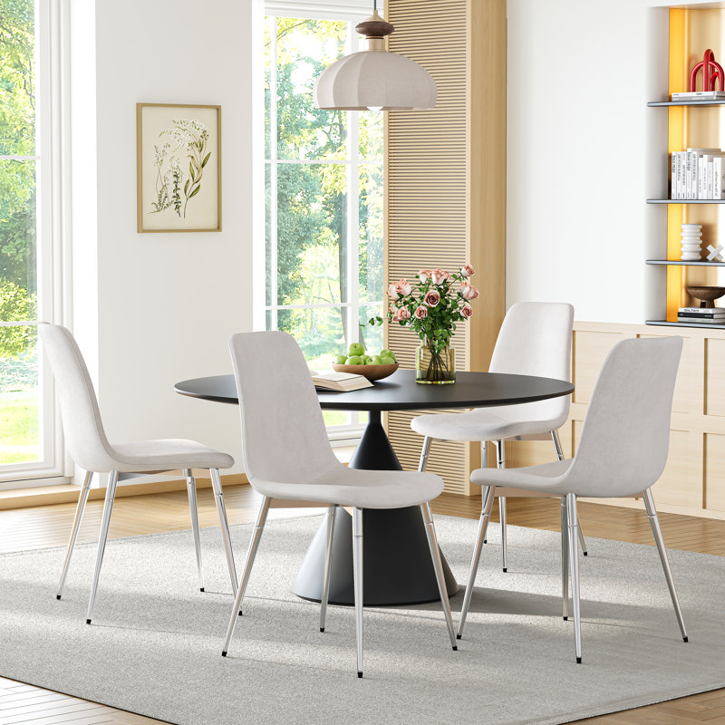 Boffa 18.9'' H Fabric Upholstered Side Chair, White, Silver