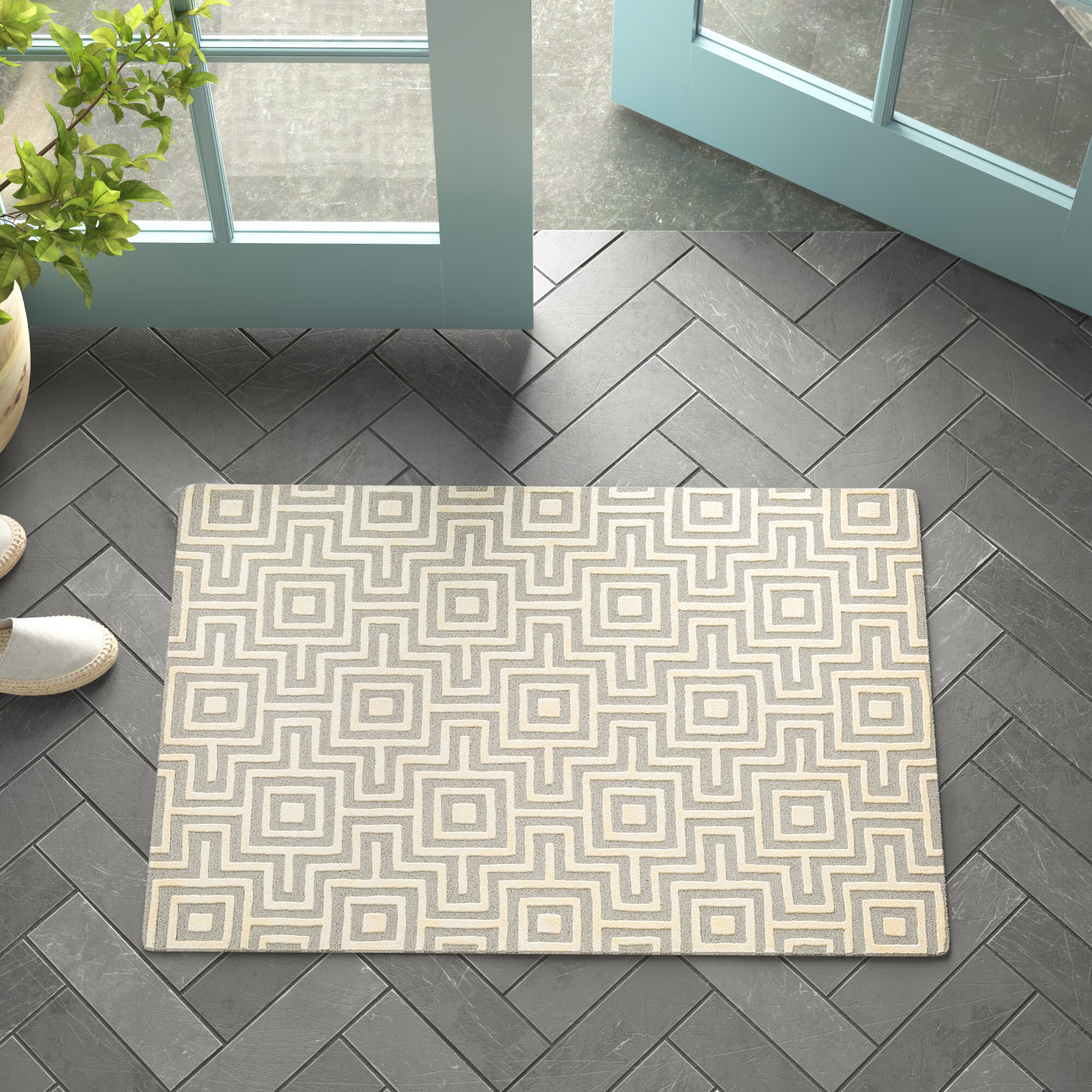Jaella Hand-Woven Geometric Rug, Rectangle 2' x 3'