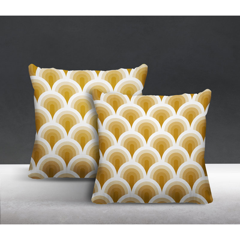  Coussin décoratif intérieur / extérieur, L 19 po x H 19 po, Jaune