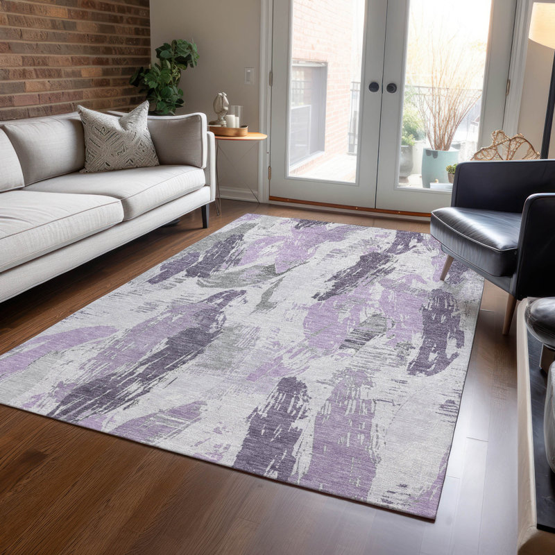 Tapis intérieur / extérieur mauve Motyfa, 10 pi x 14 pi