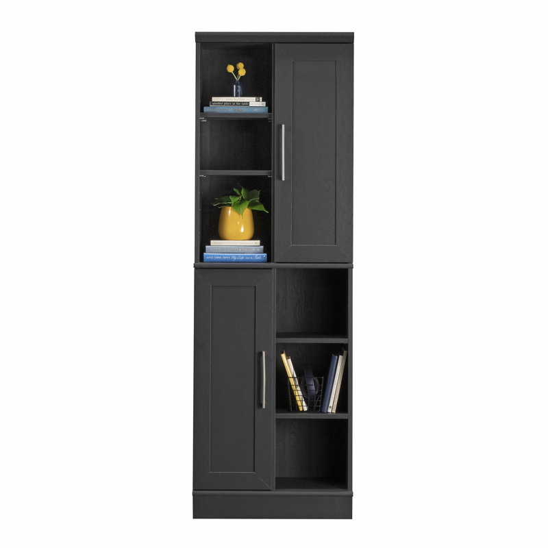 Armoire de rangement avec rangement polyvalent, finition brun noir, armoire, Noir / brun