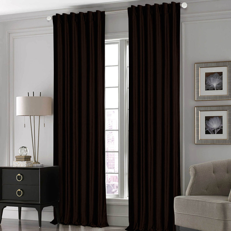 Mckyla Velvet Room Darkening Curtain Pair, 50" W  x 84" L, Chocolate