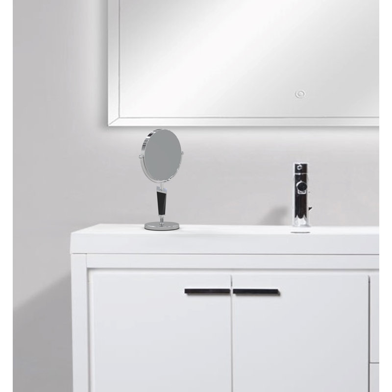 Chrome and Black Freestanding Magnifying Makeup Mirror
