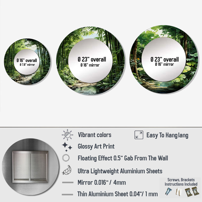 Miroir mural rond en aluminium Logi