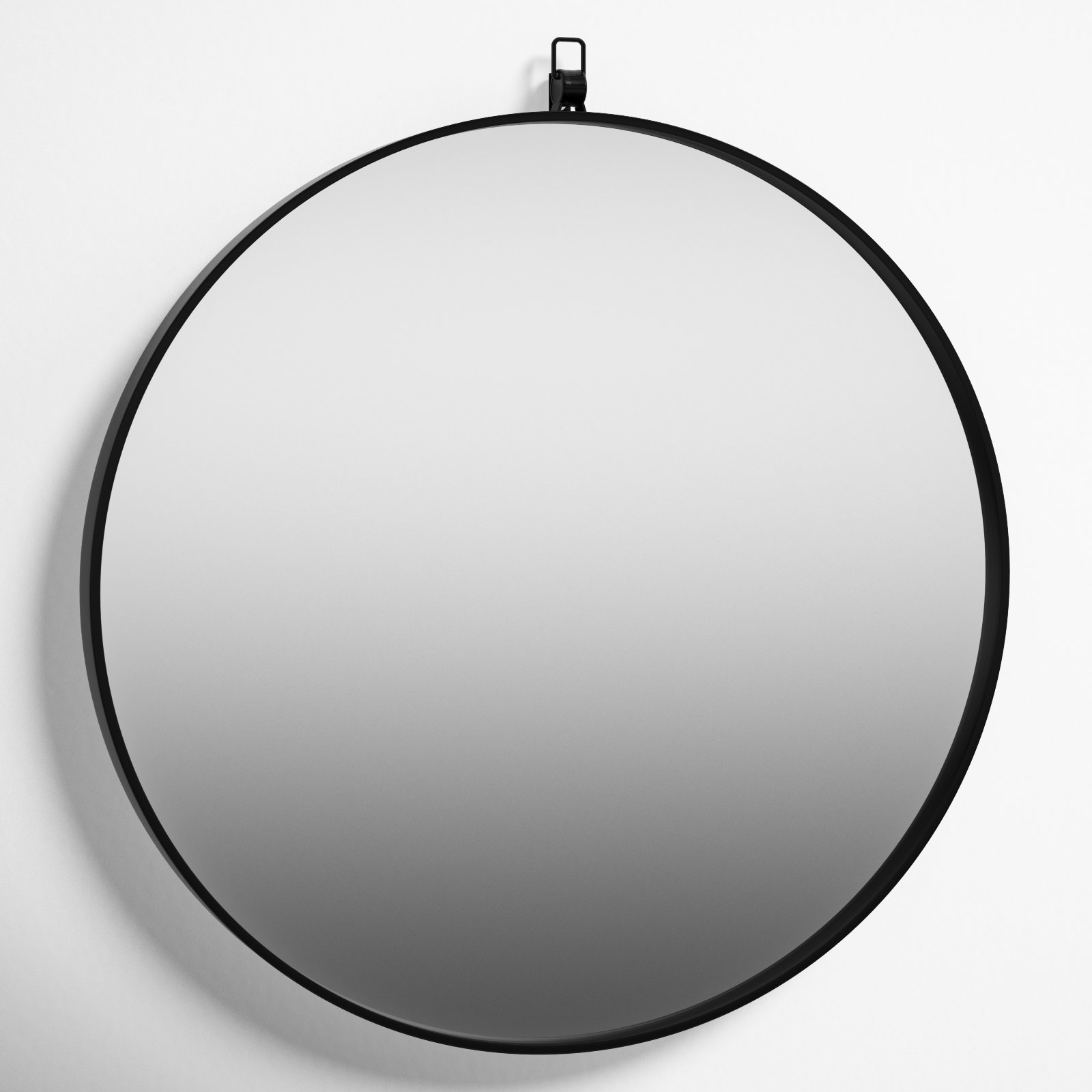 Cassie Metal/Manufactured Wood Round Wall Mirror, Black, 18" x 18"