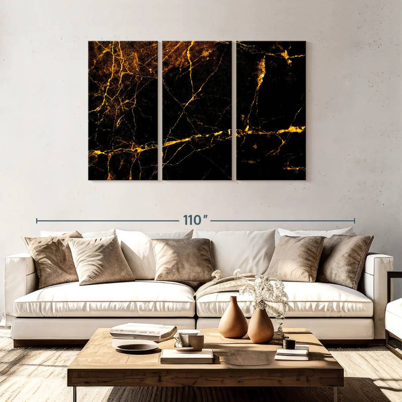 Avery Golden Splash Marble Abstract, 48" H x 74" W