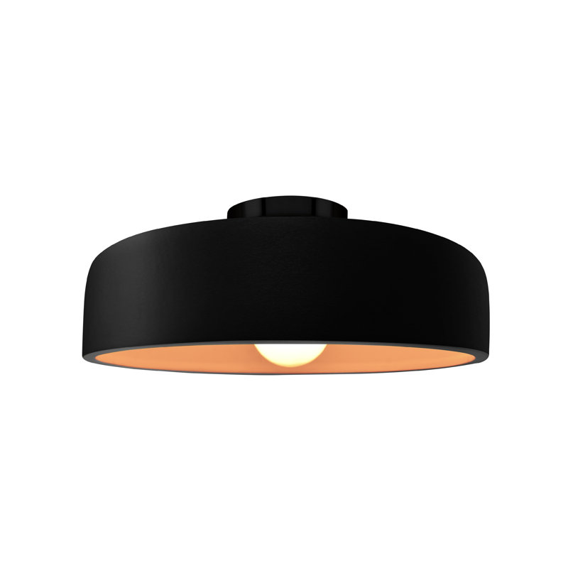 Plafonnier semi-encastré Radiance, Noir carbone mat / or champagne, Noir mat, H 6 po x l 13 po x P 13 po