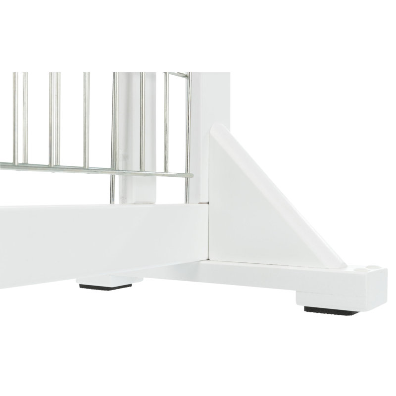 Adjustable White Wood and Metal Freestanding Pet Gate