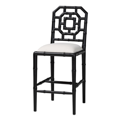 Tabouret de bar Boone de Bali & Pari, motif chinoiserie, noir