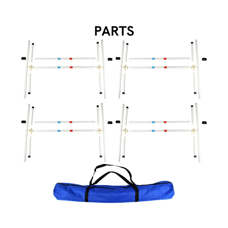 Adjustable White Plastic Dog Agility Training Bar Jumps Set