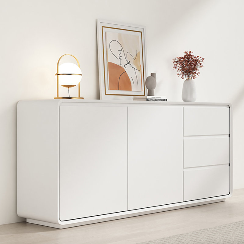 Modern Simple Solid Wood Sideboard, 31.49" H x 70.86" W x 15.75" D, White