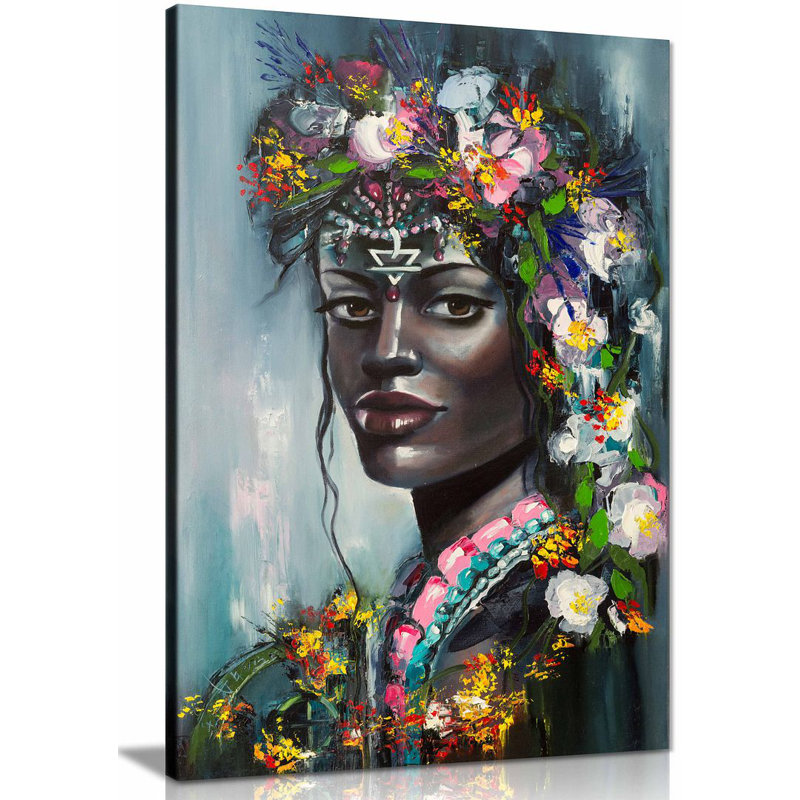 African American Painting Abstract Style - Wrapped Canvas Painting, 46cm H x 31cm W