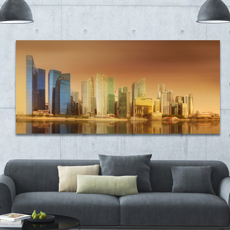 « singapour horizon under brun ciel », impression, H 30 po x l 40 po x P 1,5 po, Toile tendue