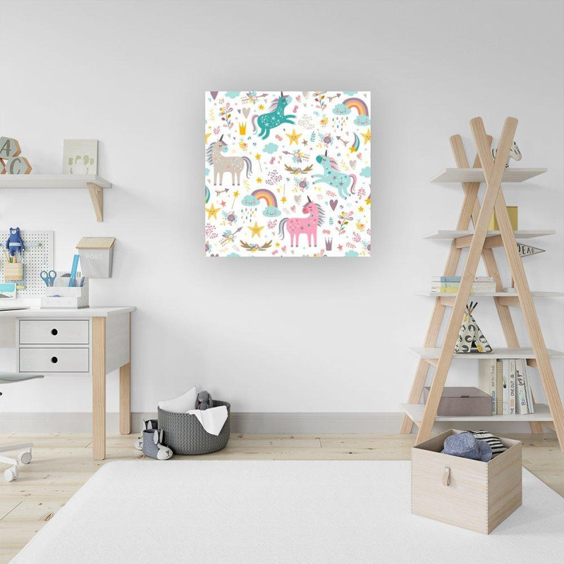 Unicorn and Rainbows 1 Piece Wrapped Canvas Wall Art