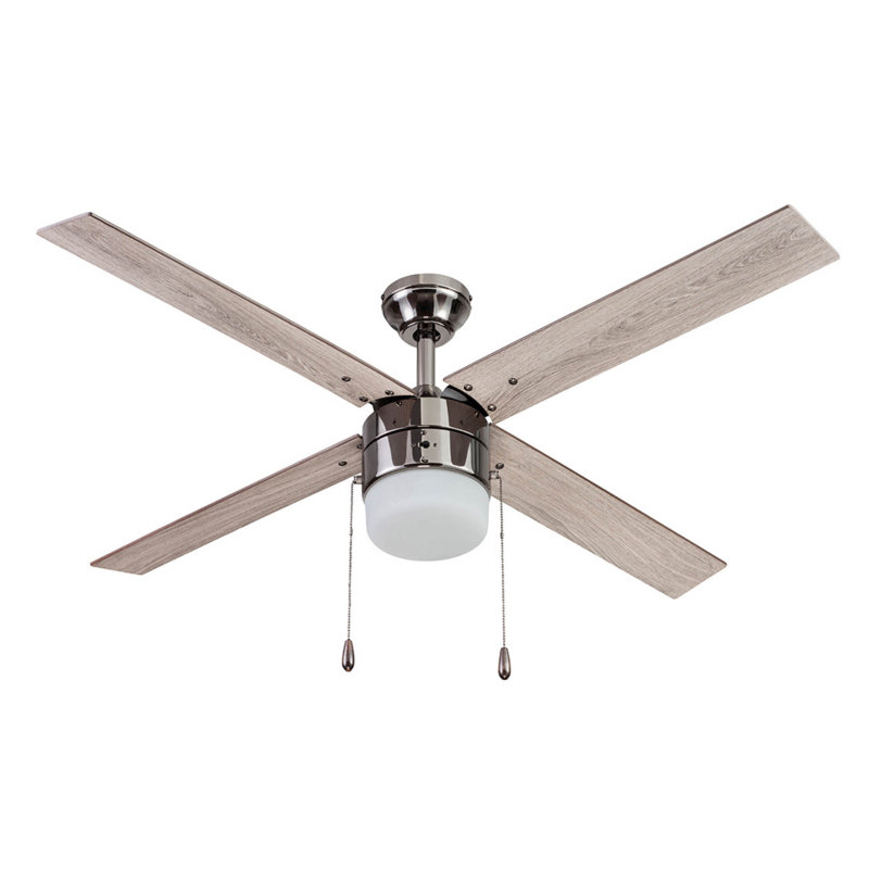 Chism 52'' Ceiling Fan with Light Kit, Gun Metal with Light Oak/Gray Oak Blades