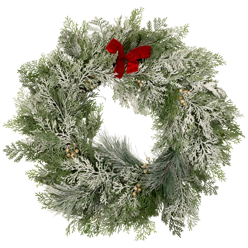 Real Touch Cedar And White Pine Artificial Christmas Wreath - 30" - Unlit