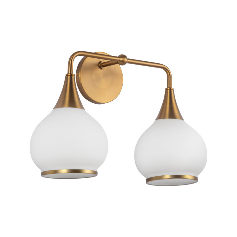 Éclairage pour meuble-lavabo Marsi, 2, Verre opale mat, Doré vieilli