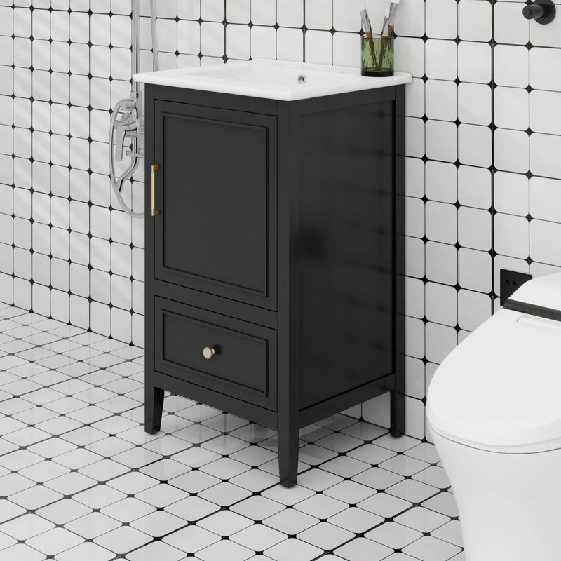 Meuble-lavabo 20 po avec lavabo et 1 tiroir noir 20 po