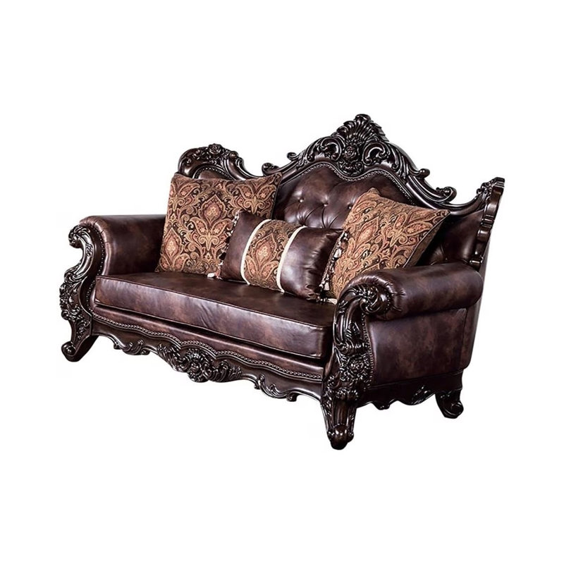 Causeuse traditionnelle l 70 po, cerisier foncé / brun clair