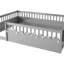 Lit de sol gris en bois de taille double avec des rails élevés et une tablette de rangement latérale, favorisant le rangement sécuritaire des rails d’exploration, pin massif pour le sommeil-1036712149-1036712155