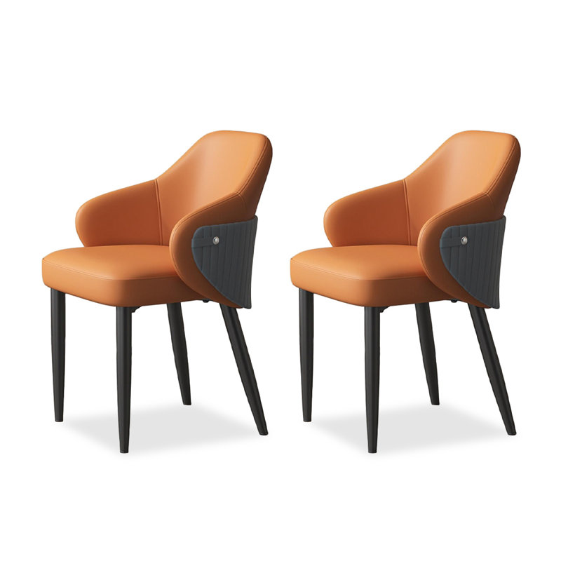 Chaise d'appoint à dossier solide orange et gris (ensemble de 2), Orange,Gray