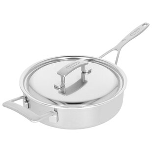 Demeyere 5-Plus 12.5 Fry Pan Skillet with Glass Lid - 5-Ply Stainless  Steel, Made in Belgium