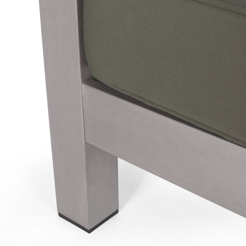 55.25'' Wide Straight Aluminum Loveseat with Cushions, Khaki