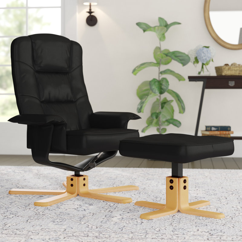 Wattrelos 77cm Wide Swivel Standard Recliner, Black