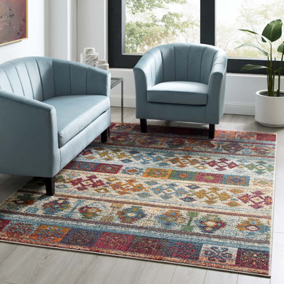 Tapis à motif de treillis floral vieilli Porch & Den Knox par Modway