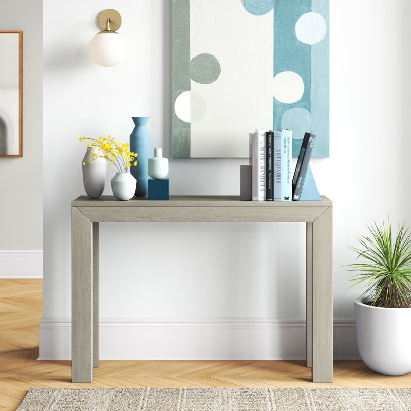 Beckett Solid Wood Console Table, Seashell, 32" H x 46" W x 12" D