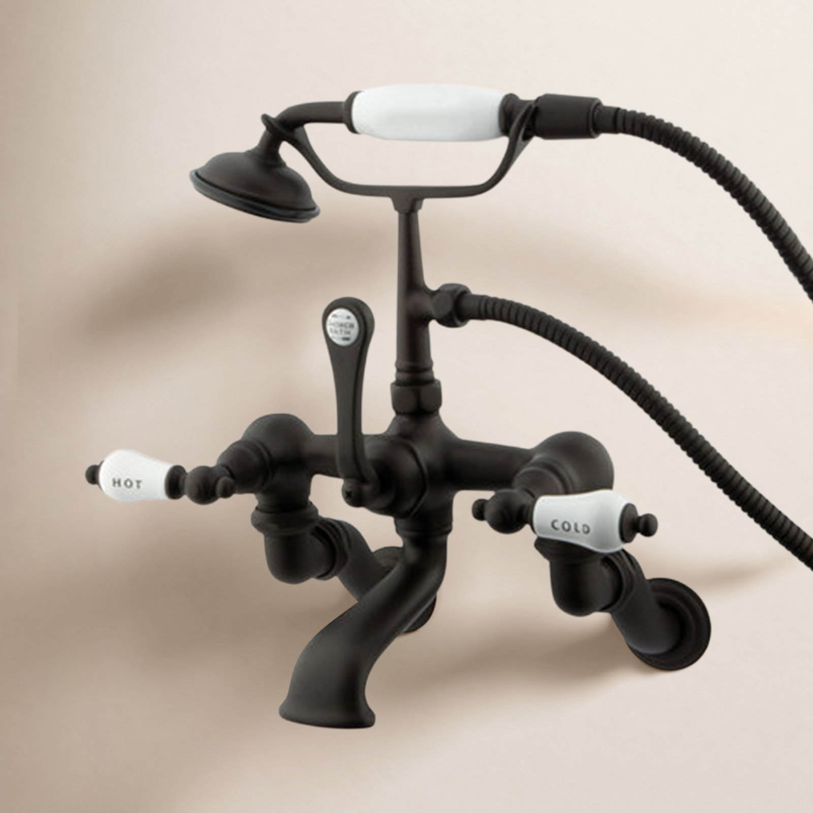 Vintage Wall-Mounted Clawfoot Tub Faucet, Oil Rubbed Bronze