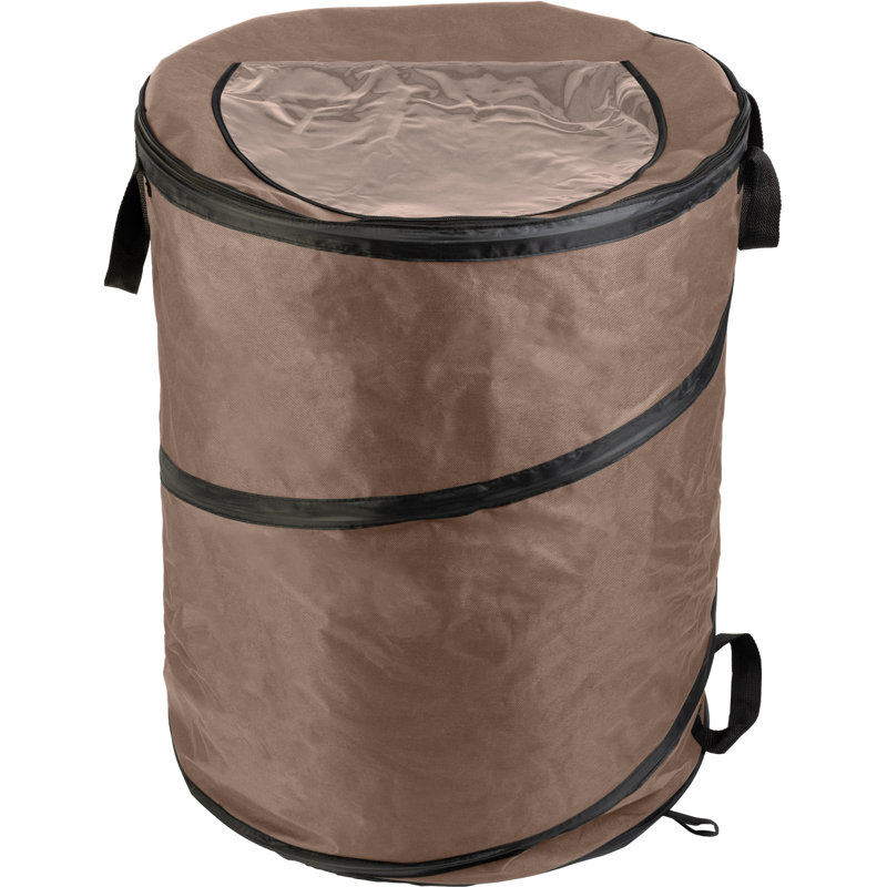 Poubelle escamotable avec couvercle à fermeture à glissière Wakeman - Corbeille pour le camping ou les fêtes, 46, Beige