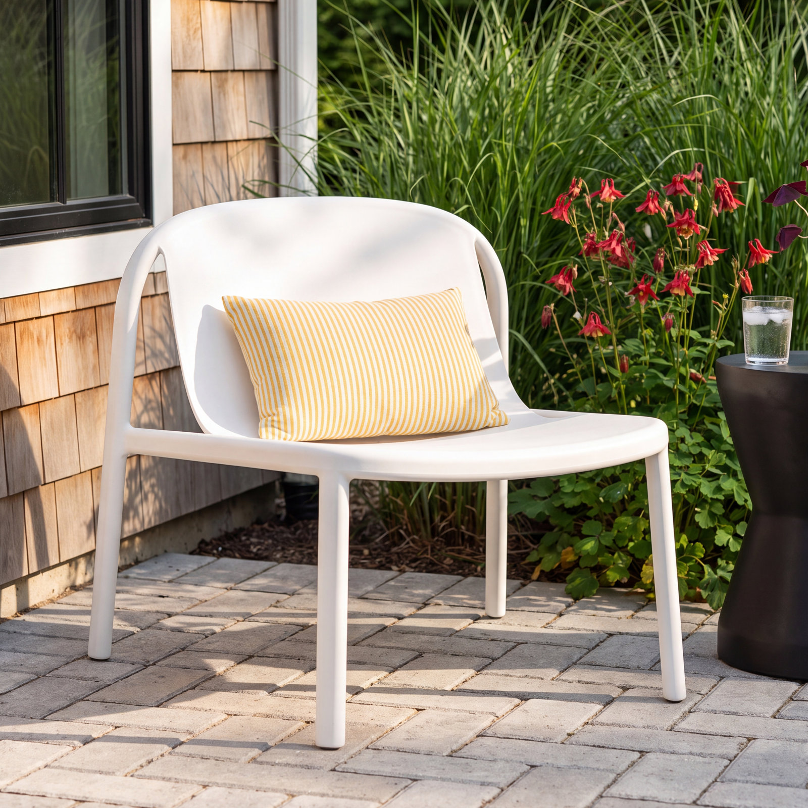 Decade Outdoor Armless Lounge Chair, White
