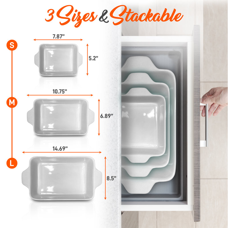 NutriChef 3 Piece Non-Stick Ceramic Bakeware Set