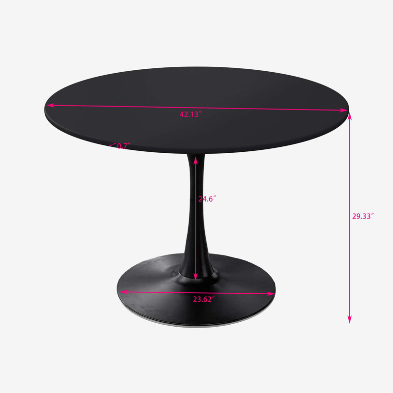 Adrian 42.12"Modern Round Dining Table with Round MDF Table Top,Metal Base Dining Table