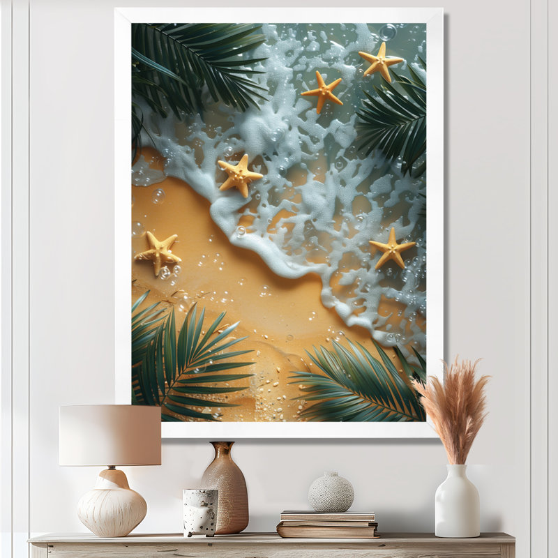 Étoile de mer sur une plage tropicale I, H 44 po x l 34 po x P 1,5 po, Toile encadrée blanche avec une seule photo