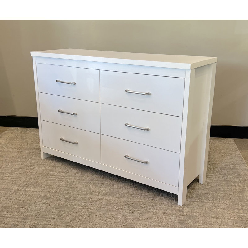 Commode basse 6 tiroirs Selena Slide Logic, Blanc / Blanc
