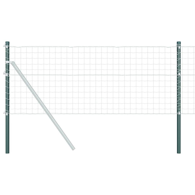 Fence Posts 12 Pcs Powder-Coated Steel, 50cm H x 3.2cm W x 3.2cm D, Green