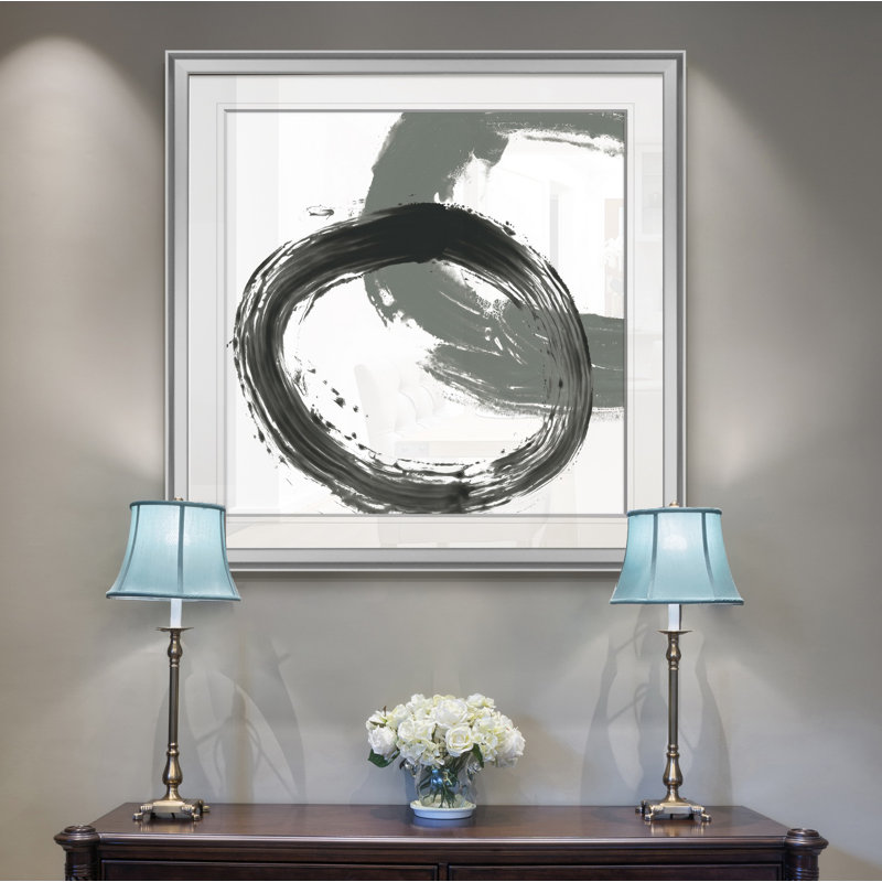 « circulaire réaction ii », peinture, H 16 po x l 16 po x P 1,5 po, Encadrement argenté